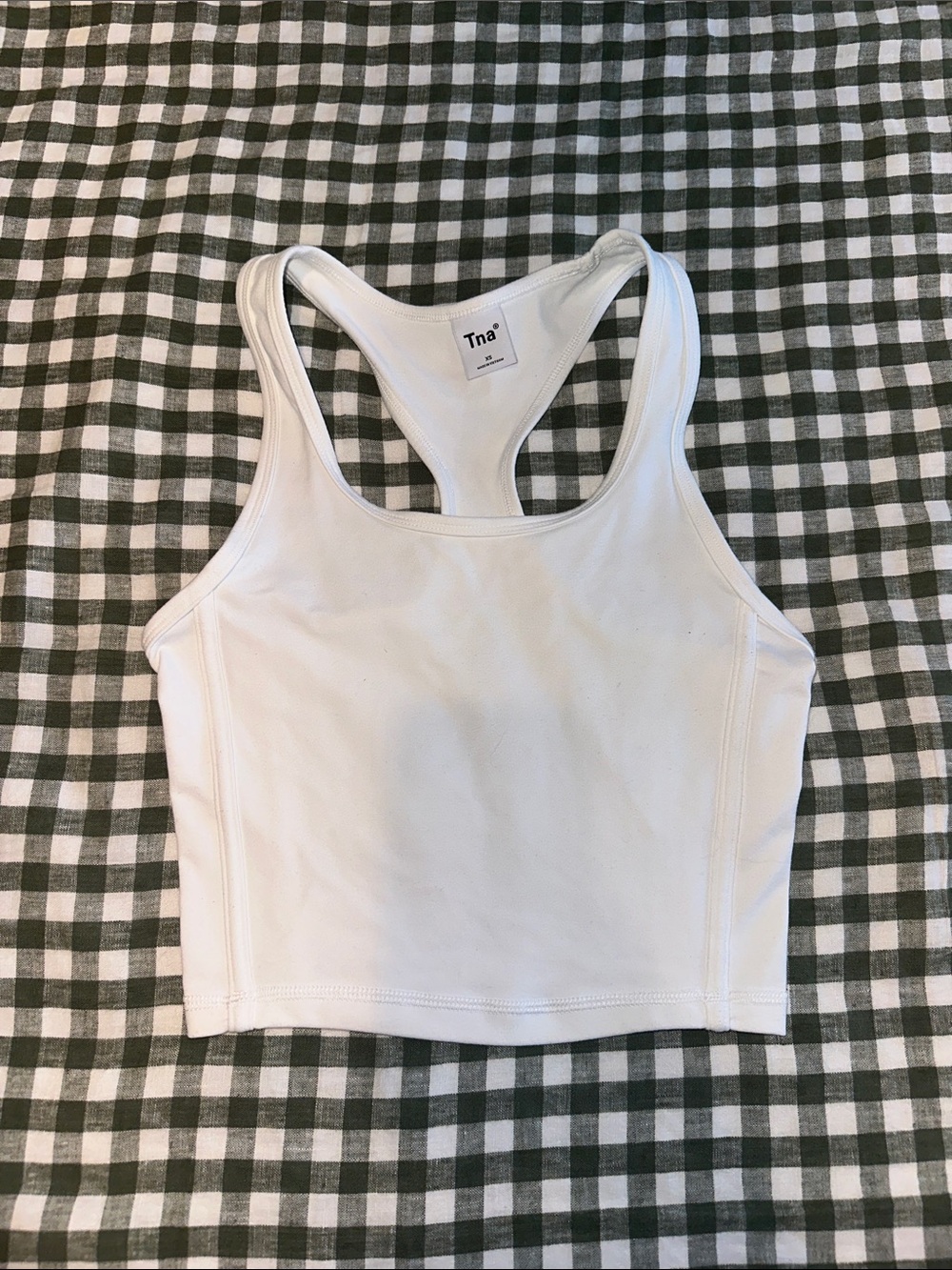 TNA White Racerback Crop Top